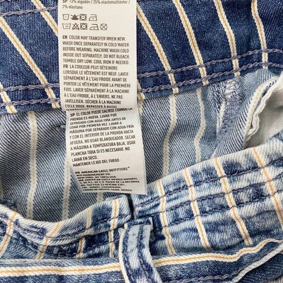 American Eagle Stretch Highest Waist Mom Paper Bag Shorts Striped 00 - Picture 12 of 13